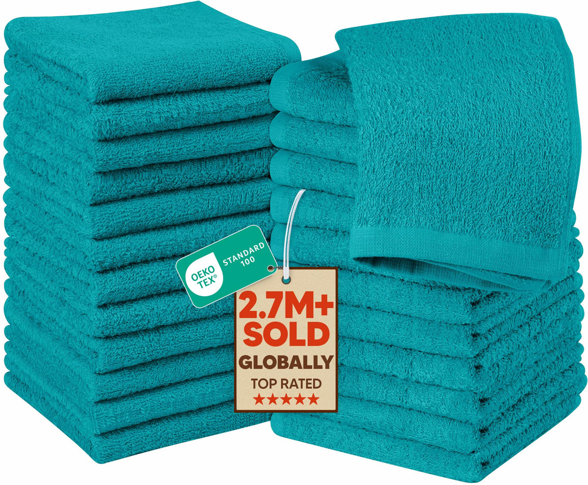 Utopia Towels 24 Pack Cotton Washcloths Set, 100% Ring Spun Cotton, Premium Quality Flannel Face Cloths, Highly Absorbent and Soft Feel Fingertip Towels, White