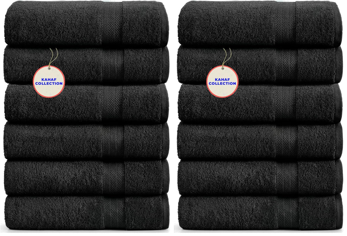 KAHAF COLLECTION 100% Cotton Bath Towel Set, White 24x48 Pack of 6 Towels, Quick Dry, Highly Absorbent, Soft Feel Towel, Gym, Spa, Bathroom, Shower, Pool, Luxury Soft Towels Light-Weight