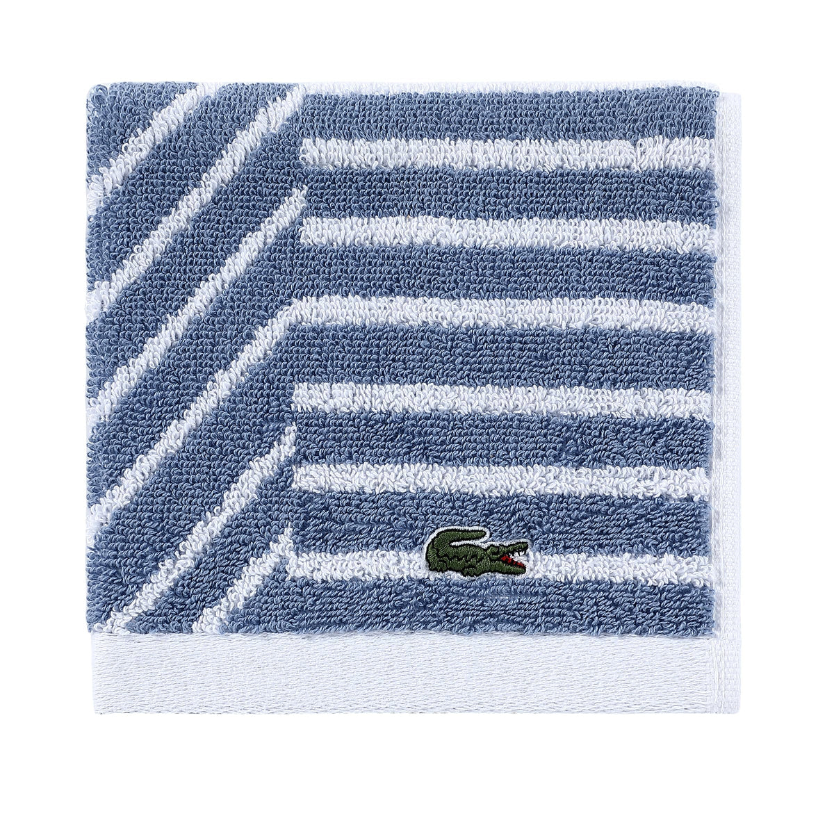 Lacoste Guethary Striped 100% Cotton Bath Towel, Meteorite, 30"x54"