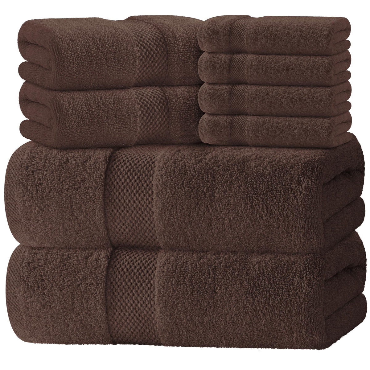 White Classic Luxury Bath Towel Set of 8 Pieces - 100% Turkish Cotton Highly Absorbent Towels for Bathroom, 2 Luxury Bath Towels 700GSM, 2 Hand Towels, 4 Washcloths, Ivory