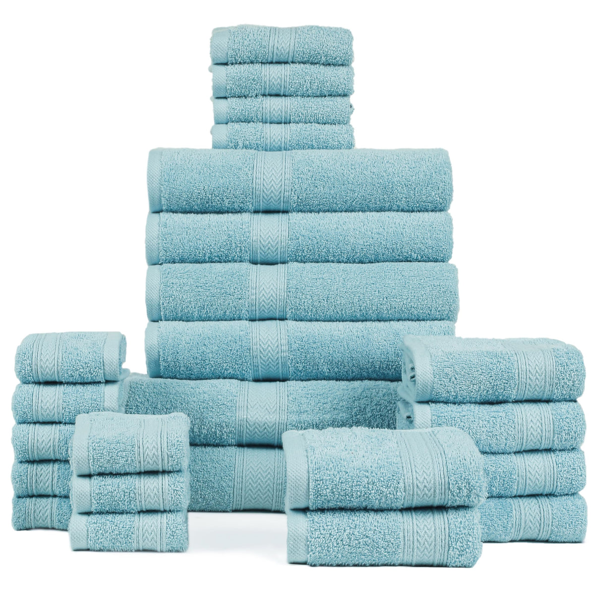 HILLFAIR 900 GSM 100% Cotton Floor Towels - 2 Piece Towels Set - Ocean Blue