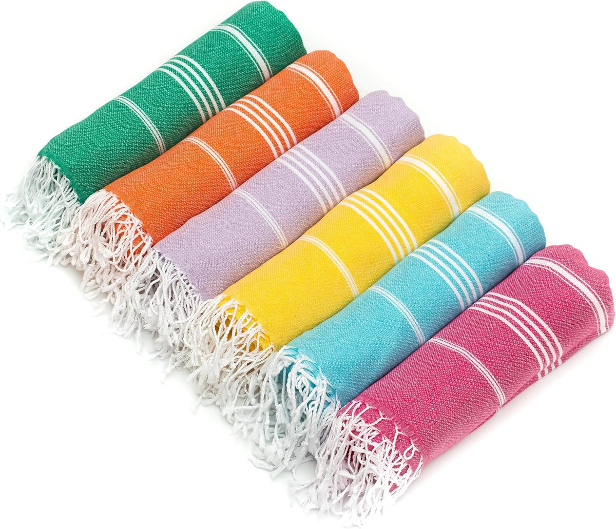HAVLULAND Turkish Beach Towels, Set of 6, Oversized 72" x 40", 100% Cotton