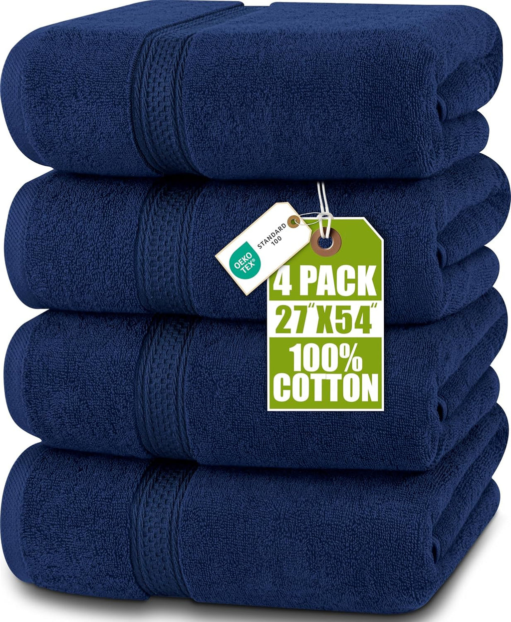 Utopia Towels 4 Pack Premium Bath Towels, 27x54 in, 600 GSM Cotton Navy Blue