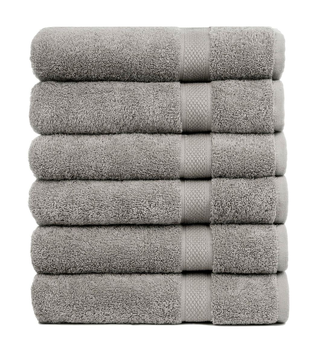 Pleasant Home Bath Towels Set of 6 (24” x 50”) 100% Cotton, Gray