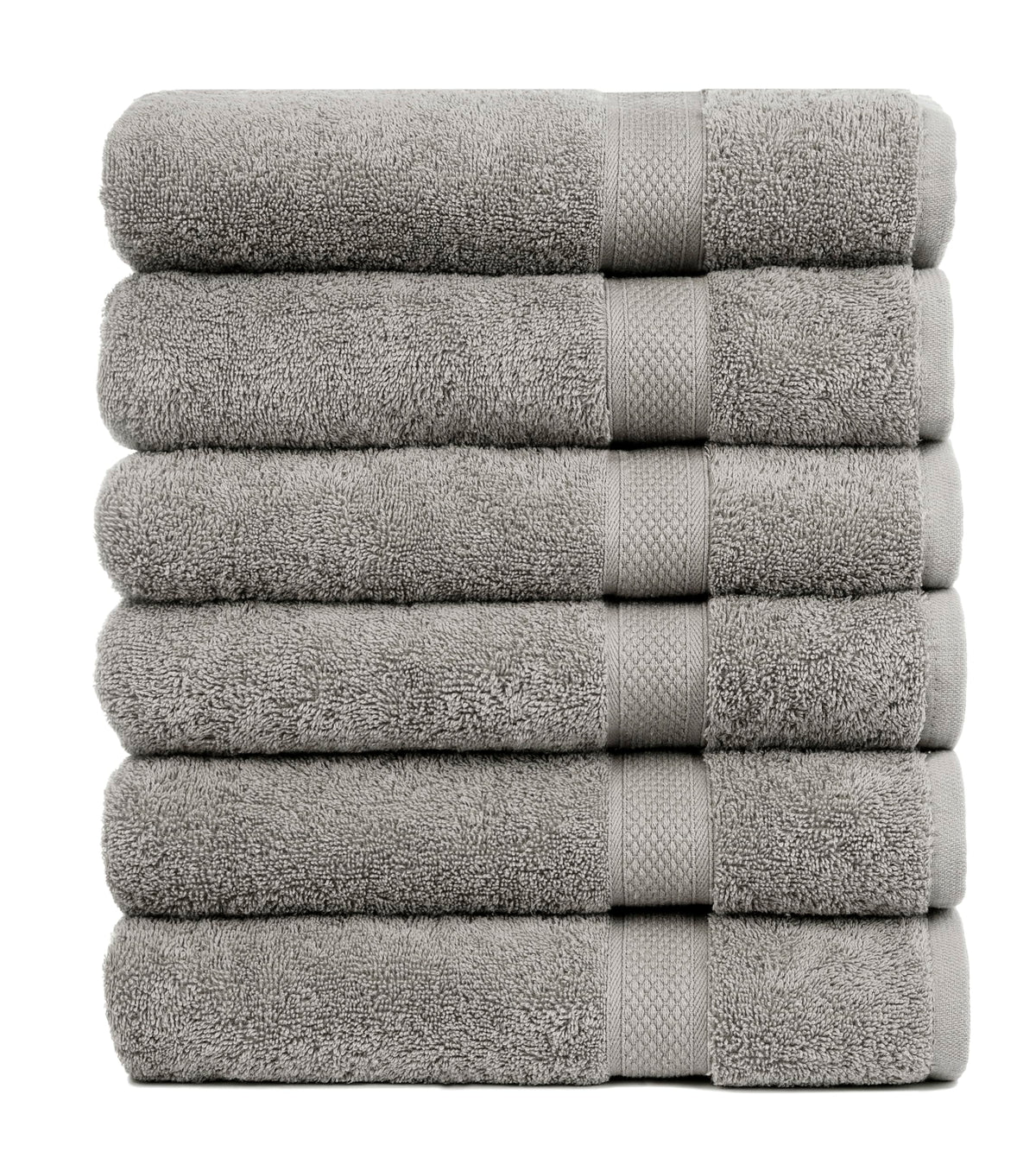 Pleasant Home Bath Towels Set of 6 (24” x 50”) 100% Cotton, Gray