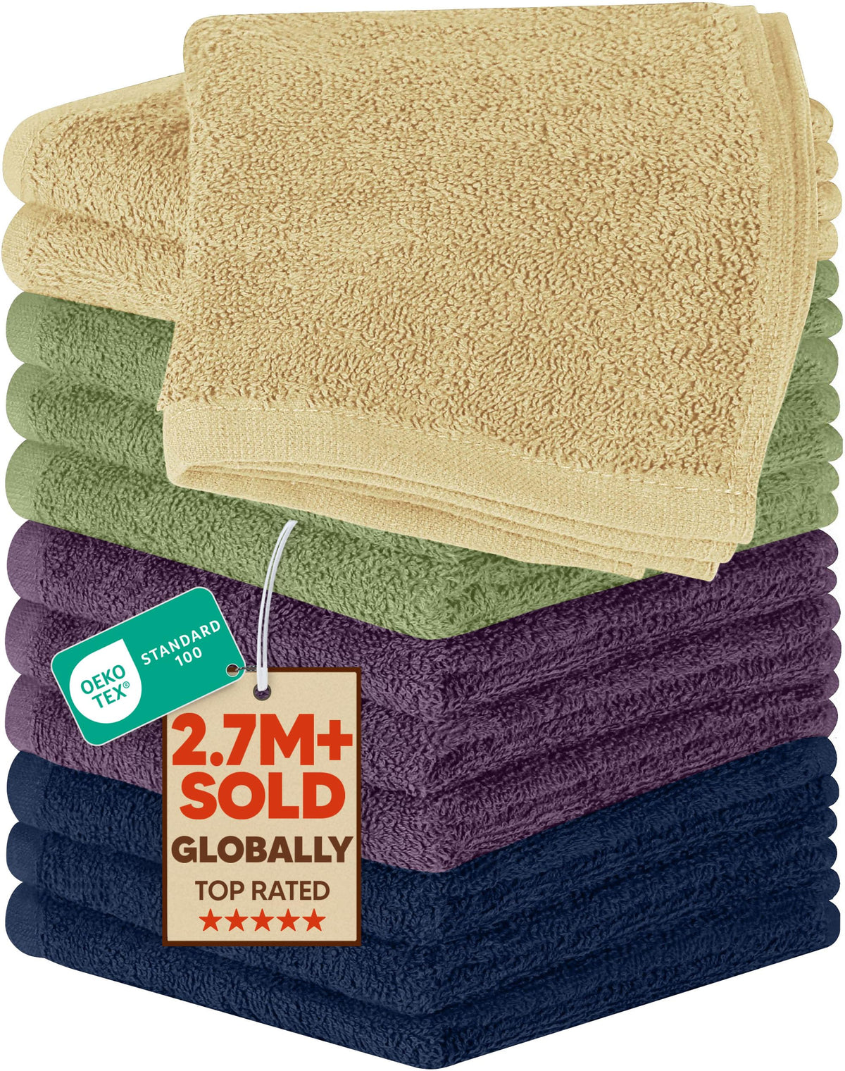 Utopia Towels 24 Pack Cotton Washcloths Set, 100% Ring Spun Cotton, Premium Quality Flannel Face Cloths, Highly Absorbent and Soft Feel Fingertip Towels, White