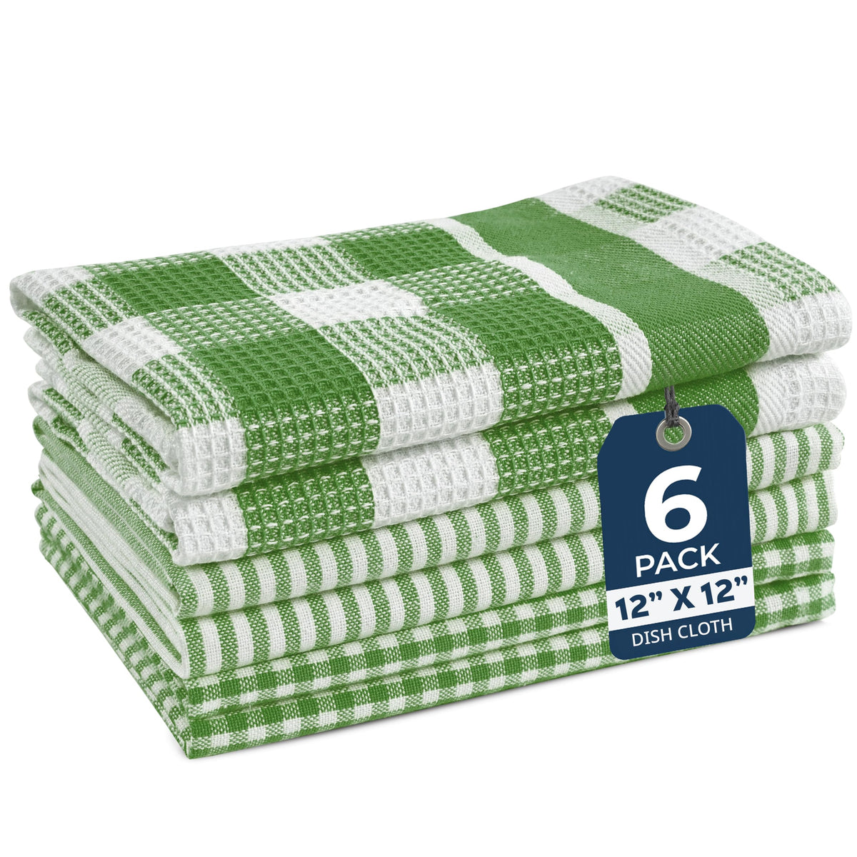LANE LINEN Dish Towels for Kitchen 100% Cotton Tightly Woven 6 Pack - Olive