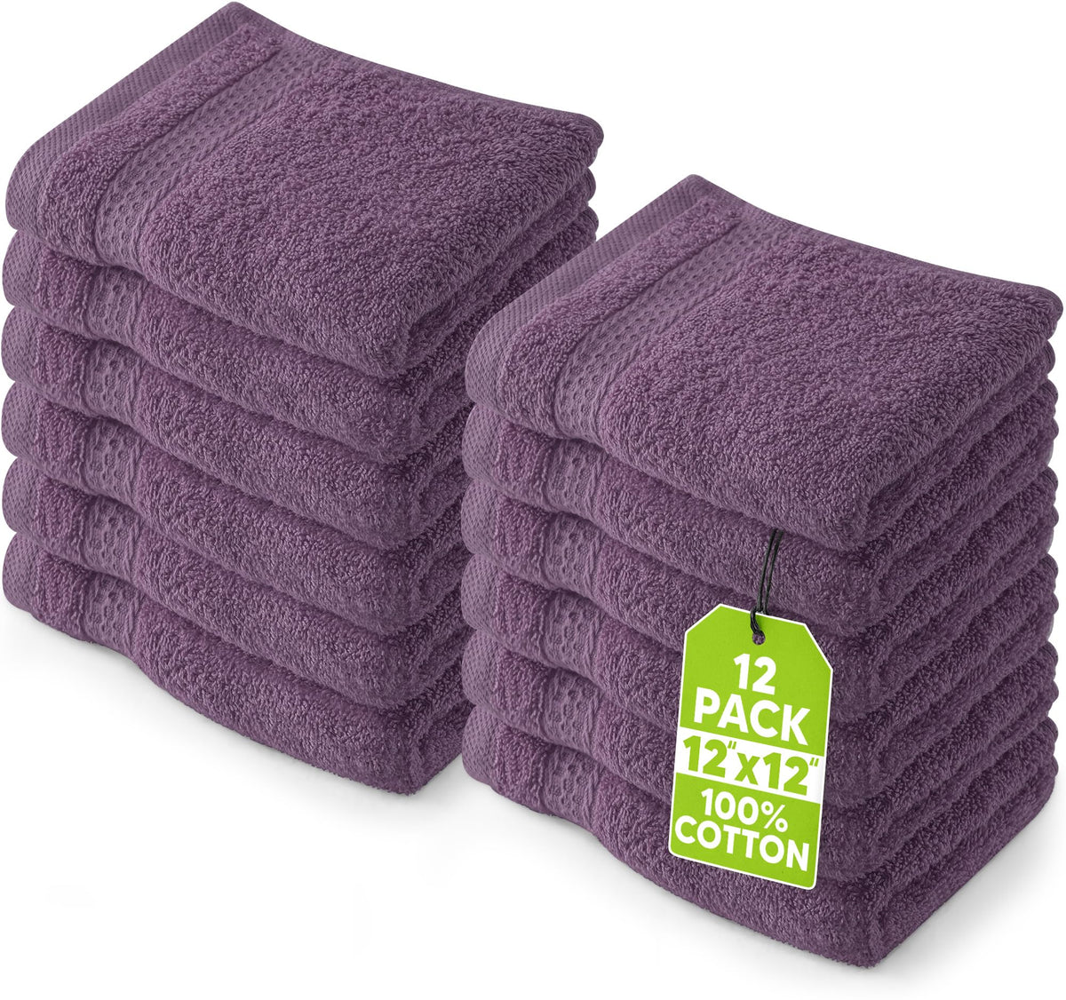Utopia Towels 12 Pack Premium Wash Cloths, 12x12 in, 100% Cotton, White