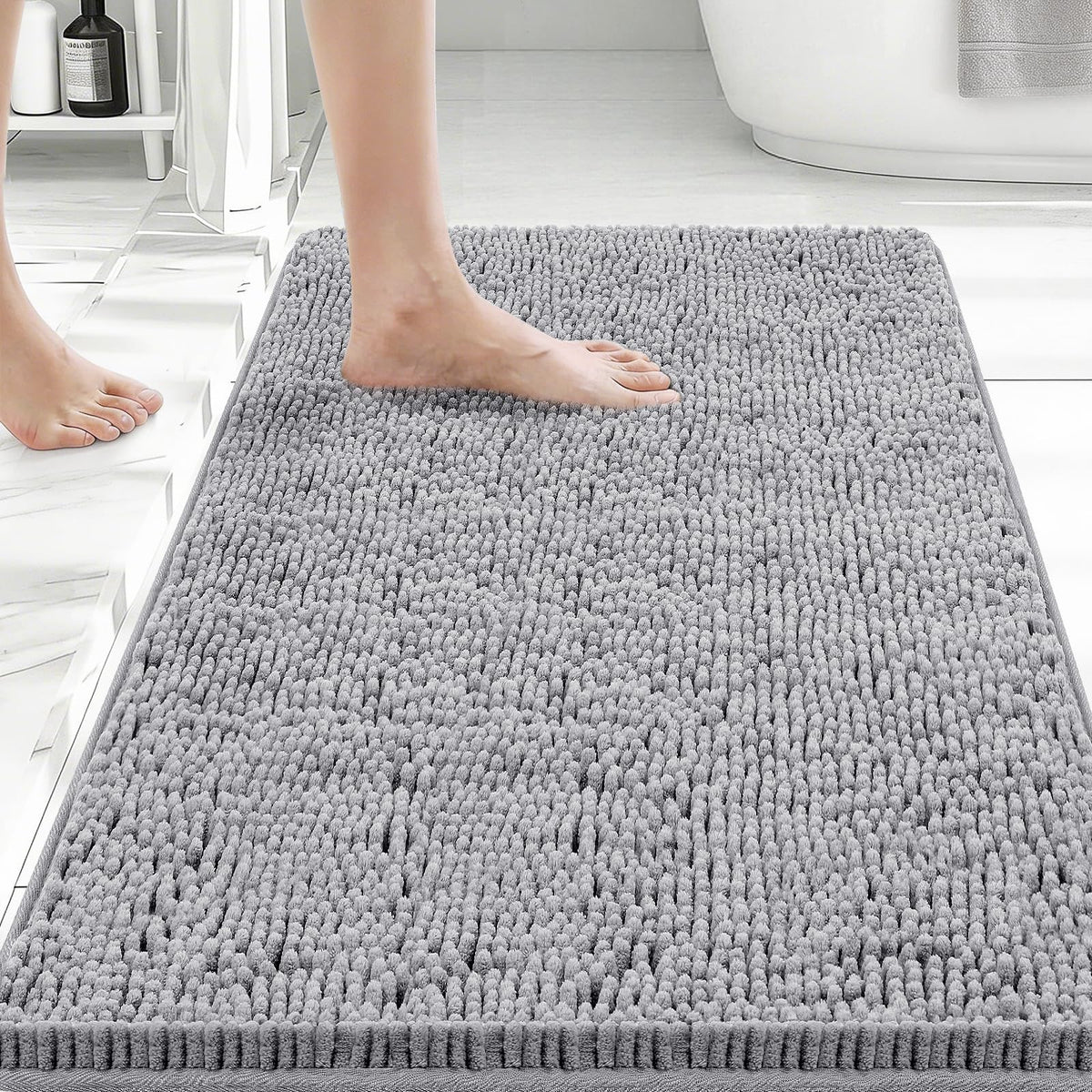 Bcoimo Small Bath Rug Mat,Sage Chenille High Absorbent Bathroom Floor Mats