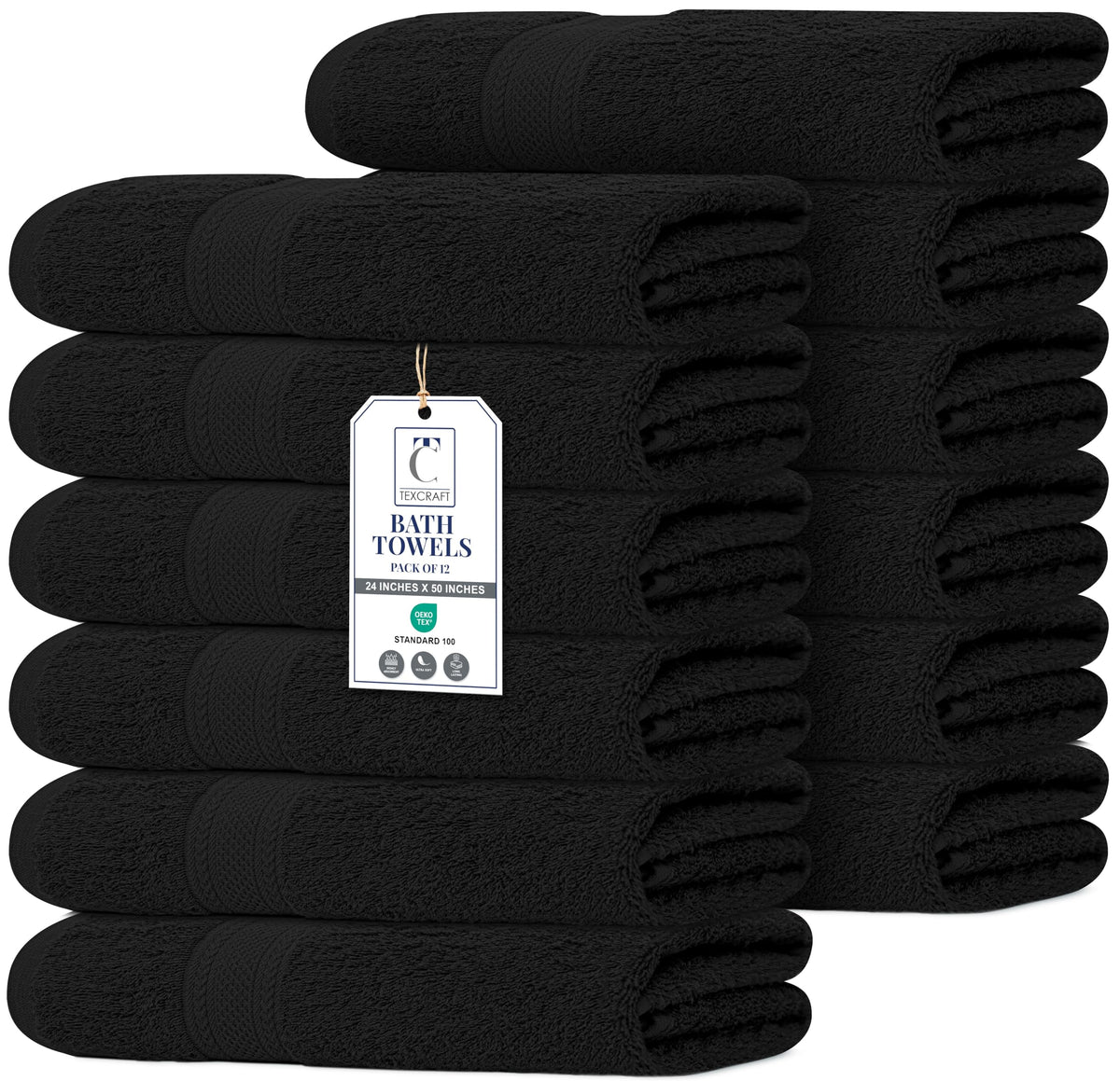 Medium Size Bath Towels Set of 6 – 100% Cotton Terry – 24" x 48" – Quick Dry, Soft & Highly Absorbent – Beige Towels for Bathroom, Gym, Spa, Pool & Daily Use