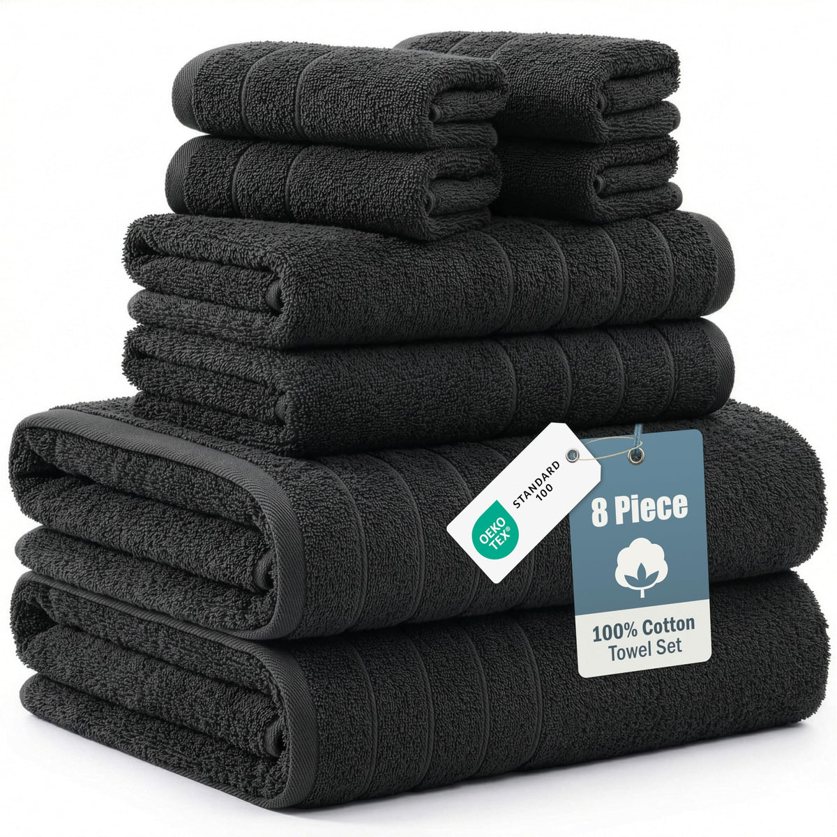 Casa Platino Large Bath Towel Set Absorbent Quick Dry 100% Cotton - White