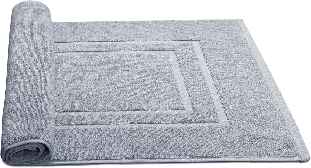 Feather & Stitch 100% Cotton Bath Mats 2 Piece 30x21 Inches, Grey