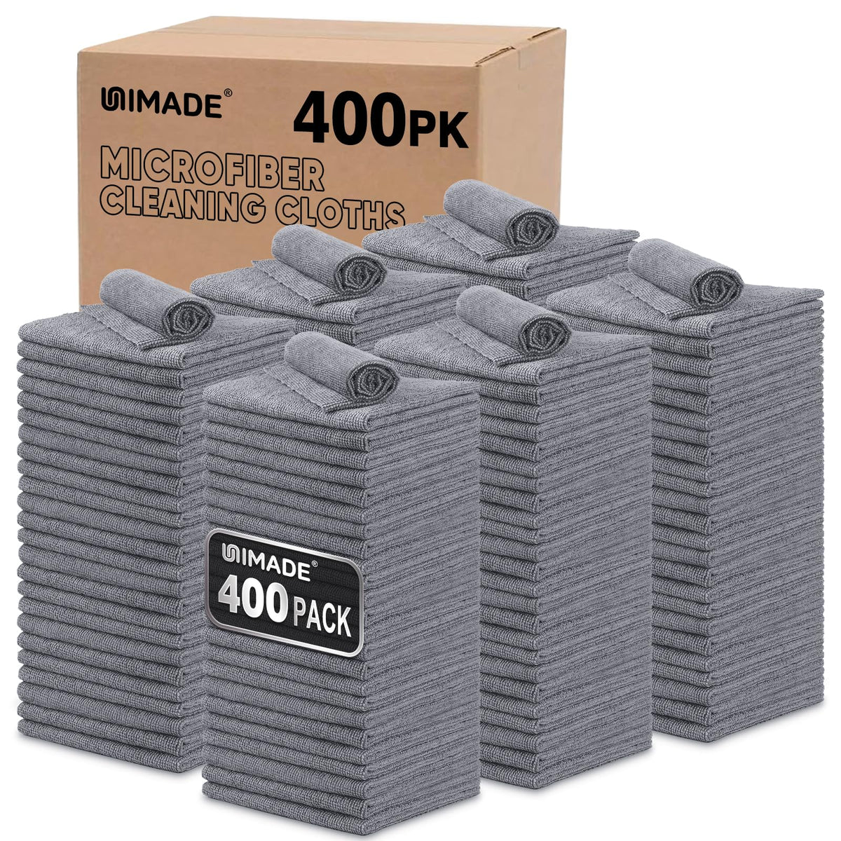 UNIMADE Shop Towels, 100 Pack Commercial Grade Work Rags Microfiber Towel