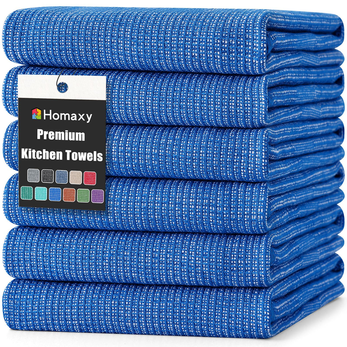Homaxy 380 GSM Cotton Premium Kitchen Towels 6 Pack, 18"x 28", Khaki