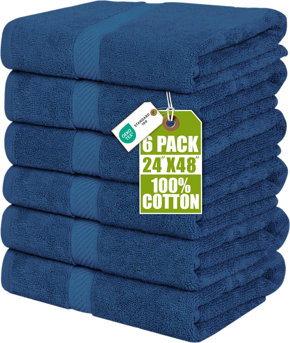 Utopia Towels 6 Pack Medium Bath Towels, 24x48 in, 500 GSM Cotton, White