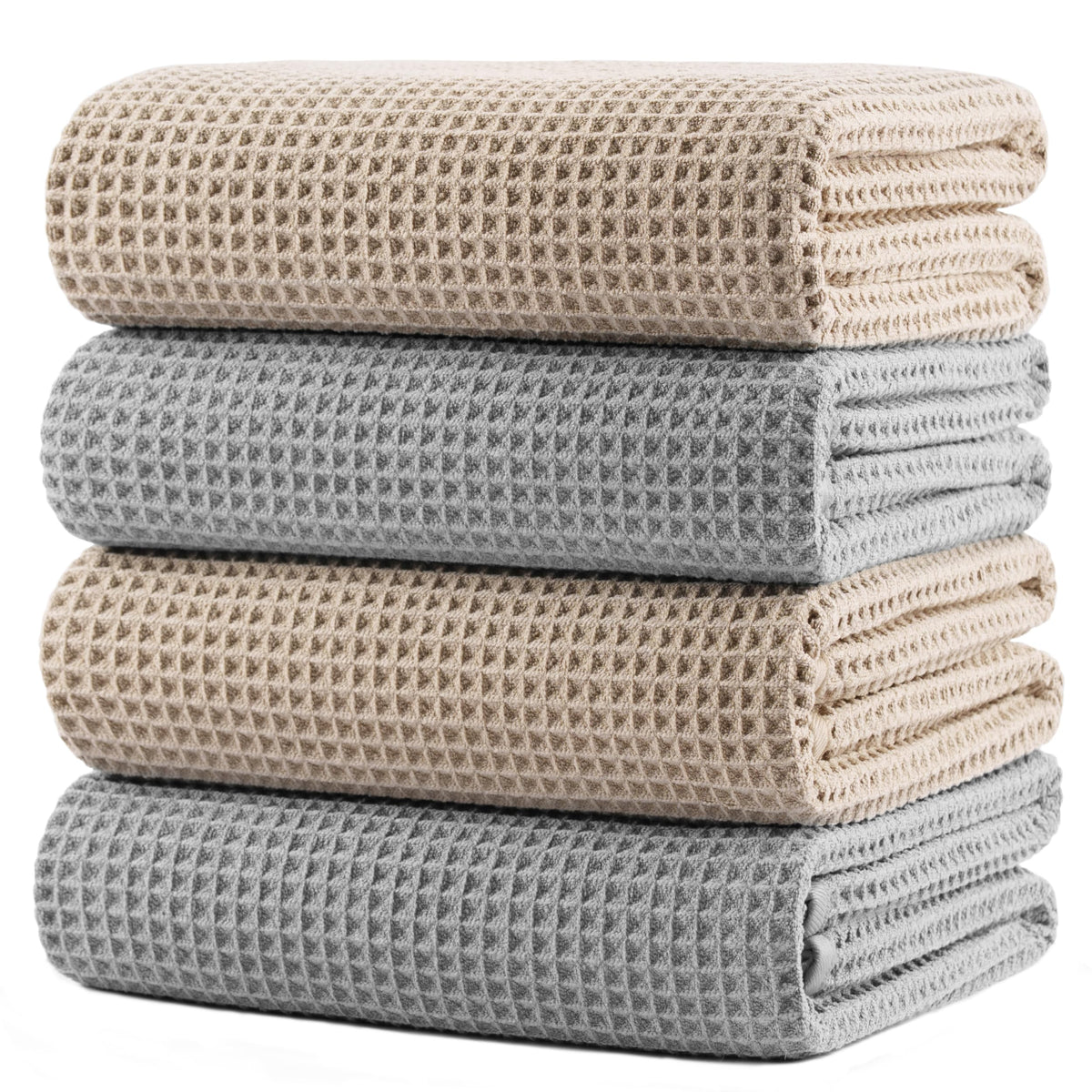 POLYTE 430 GSM Poly Blend Microfiber Quick Dry Waffle Bath Towel, 30x60 in