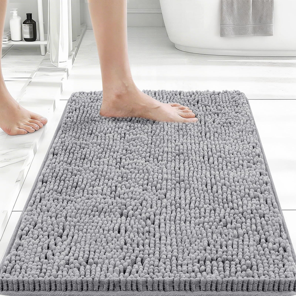 Bcoimo Small Bath Rug Mat,Sage Chenille High Absorbent Bathroom Floor Mats