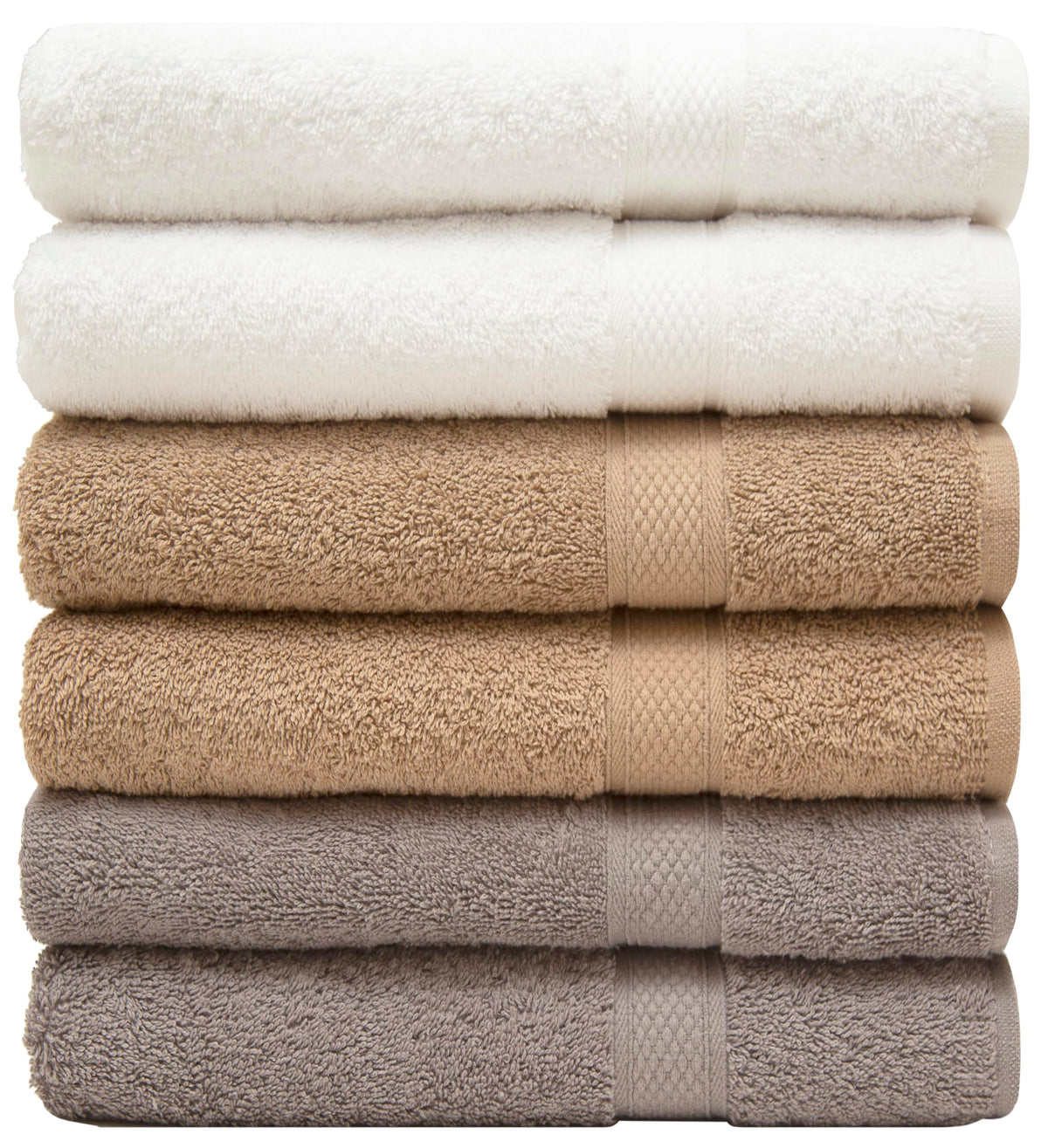 Pleasant Home Bath Towels Set of 6 (24” x 50”) 100% Cotton, Gray