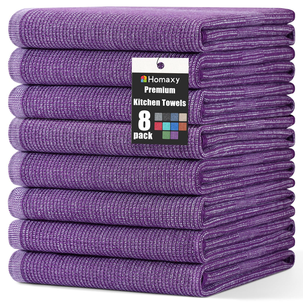 Homaxy 380 GSM Cotton Premium Kitchen Towels 6 Pack, 18"x 28", Khaki