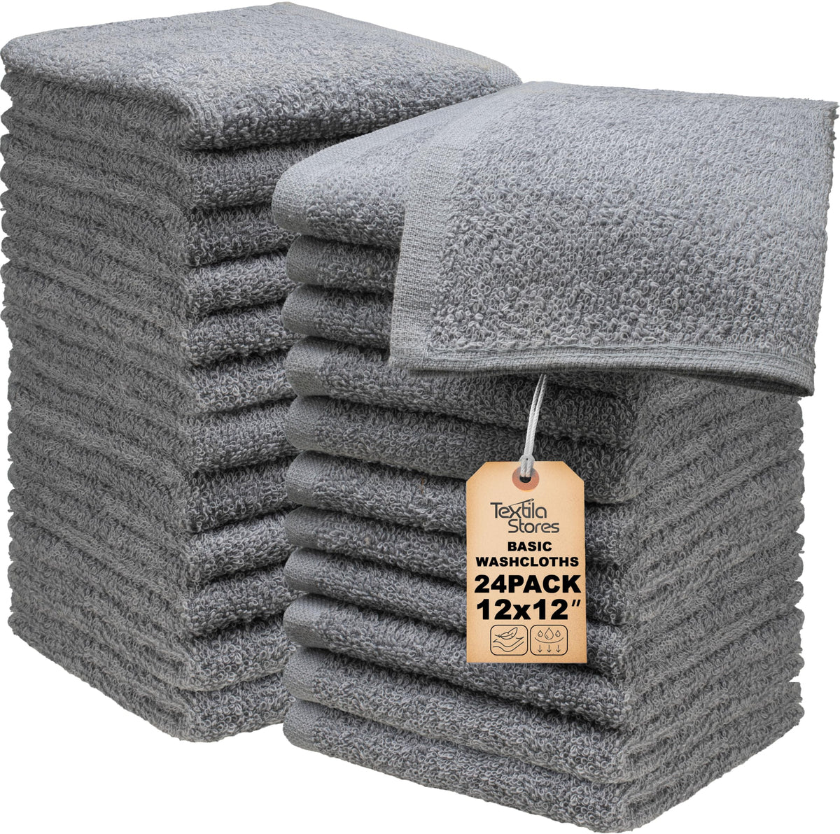 Basic Hand Towels 16x26 Inches – Pack of 12 – White Color – Soft and Absorbent Multipurpose Cotton Towels for Bathroom, Spa, Gym, Salon, Hotel, and Everyday Use