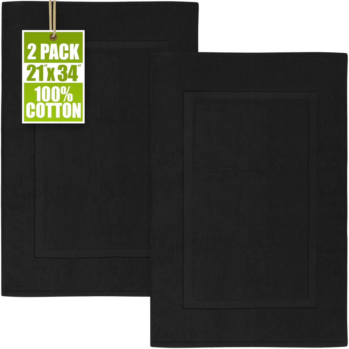 Utopia Towels Cotton Bath Mat, 21x34 in, 2 Pack, Grey
