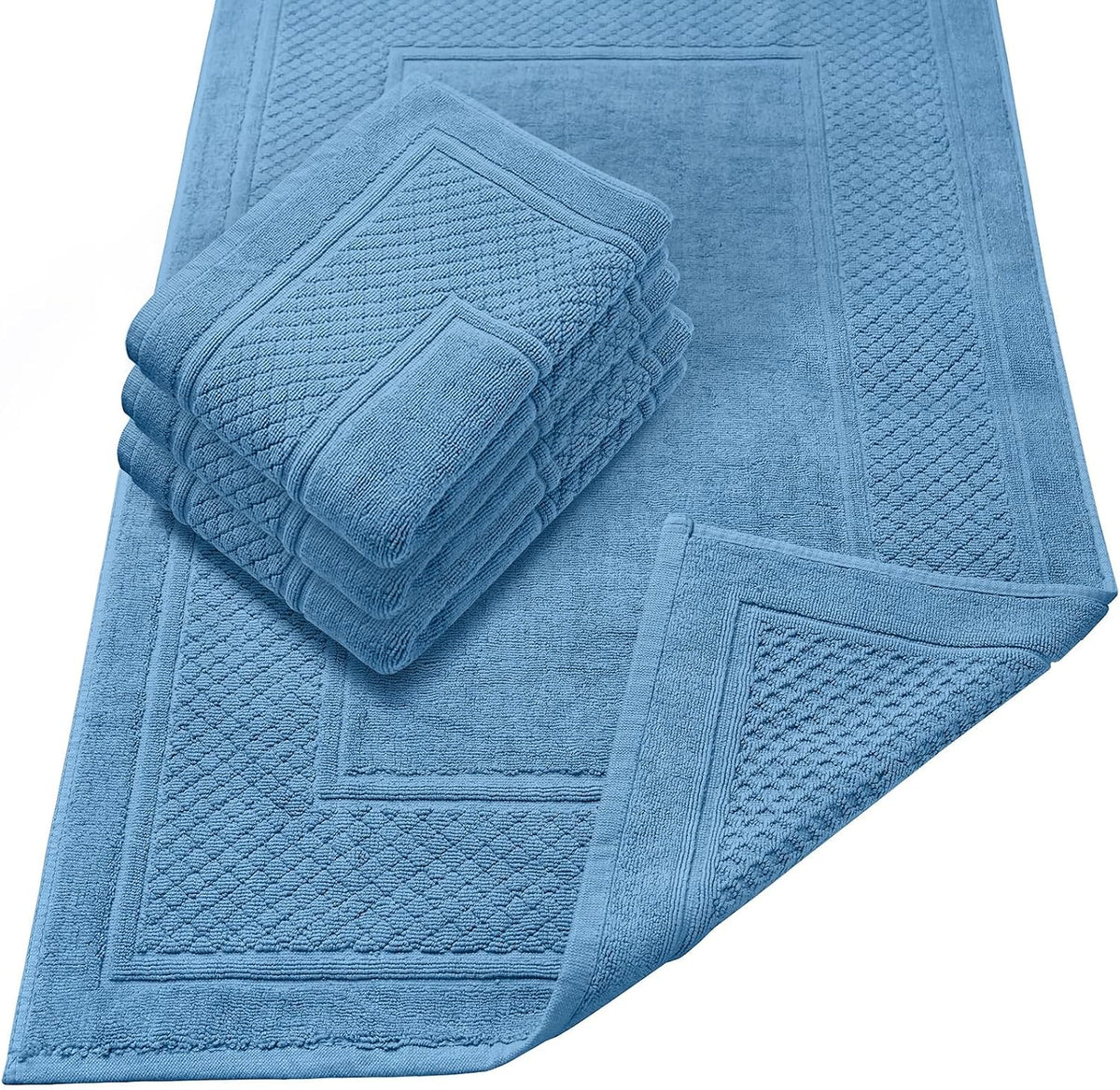 Avalon Towels Grey Bath Mat - 100% Cotton Set of 2 Absorbent Bathmat - Bathroom Mats Quick Dry Bath Mats for Bathrooms (22x34 Inches)