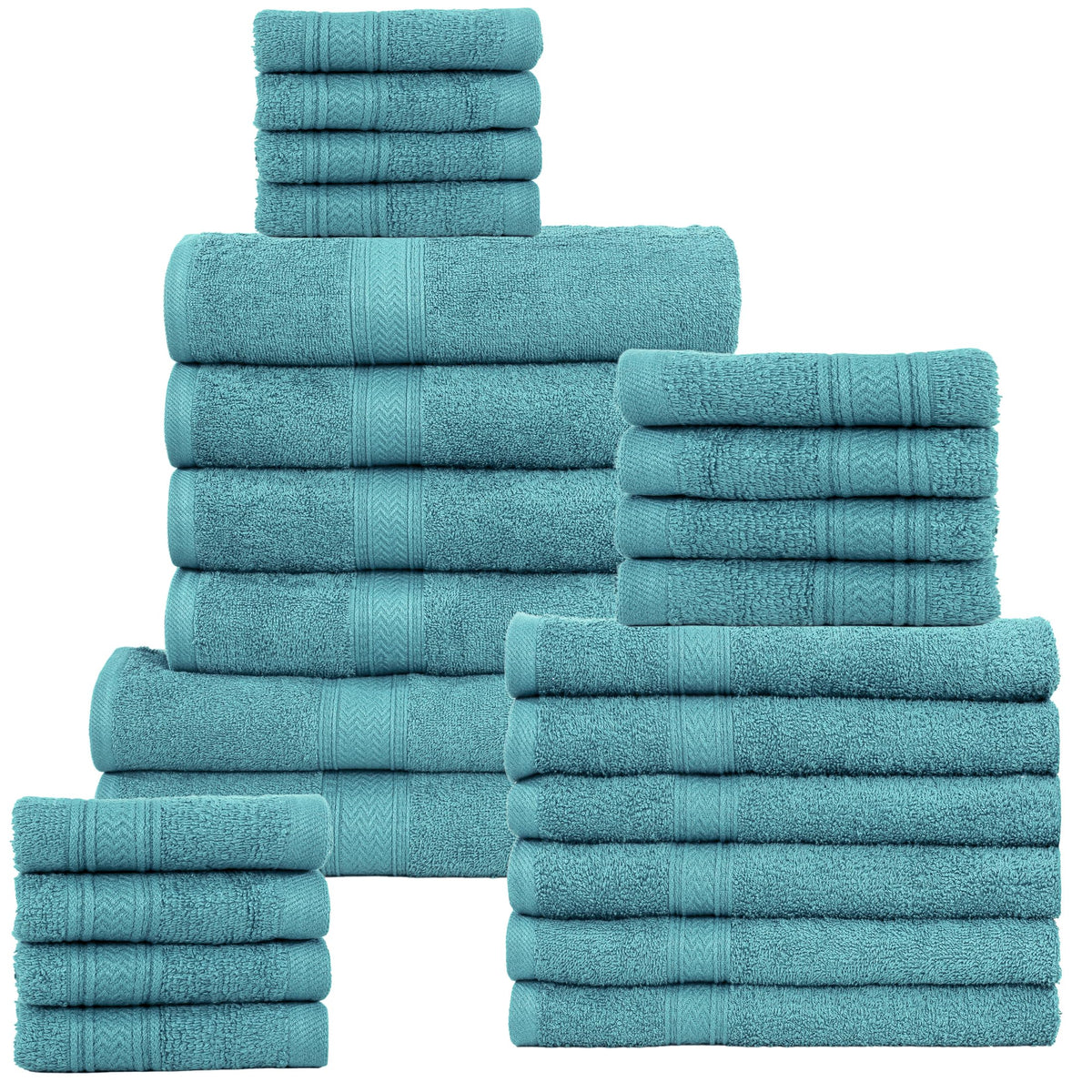 HILLFAIR 900 GSM 100% Cotton Floor Towels - 2 Piece Towels Set - Ocean Blue