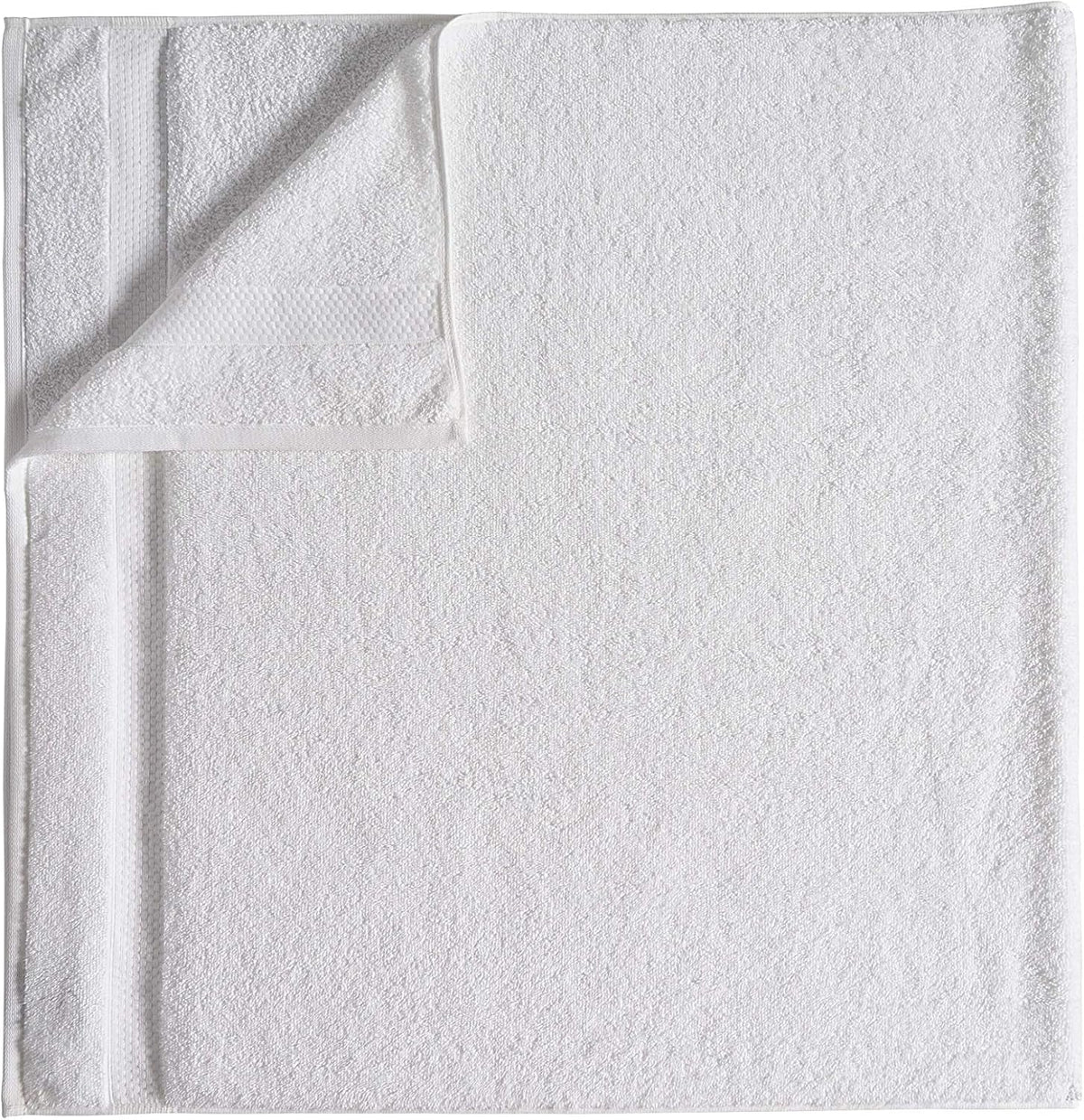 Amazon Basics 6-Pack Bath Towels, 100% Ring Spun Cotton, 600 GSM, Lightweight and Highly Absorbent, Quick Drying, Hotel Quality, 27 x 54 inches, White