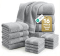 LANE LINEN Bath Towel Set Absorbent Quick Dry 100% Cotton 6 Piece - Navy