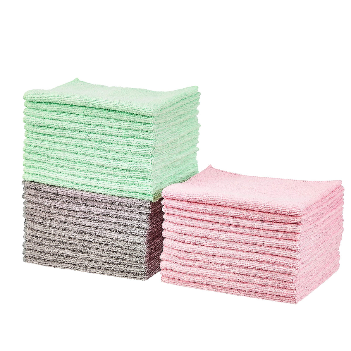 Amazon Basics Microfiber Cleaning Cloths for Cars, Non-Abrasive, Highly Absorbent, Lint and Scratch-Free, Reusable and Washable, Car Detailing Towels, 16" x 12", Blue/White/Yellow, 144-Pack