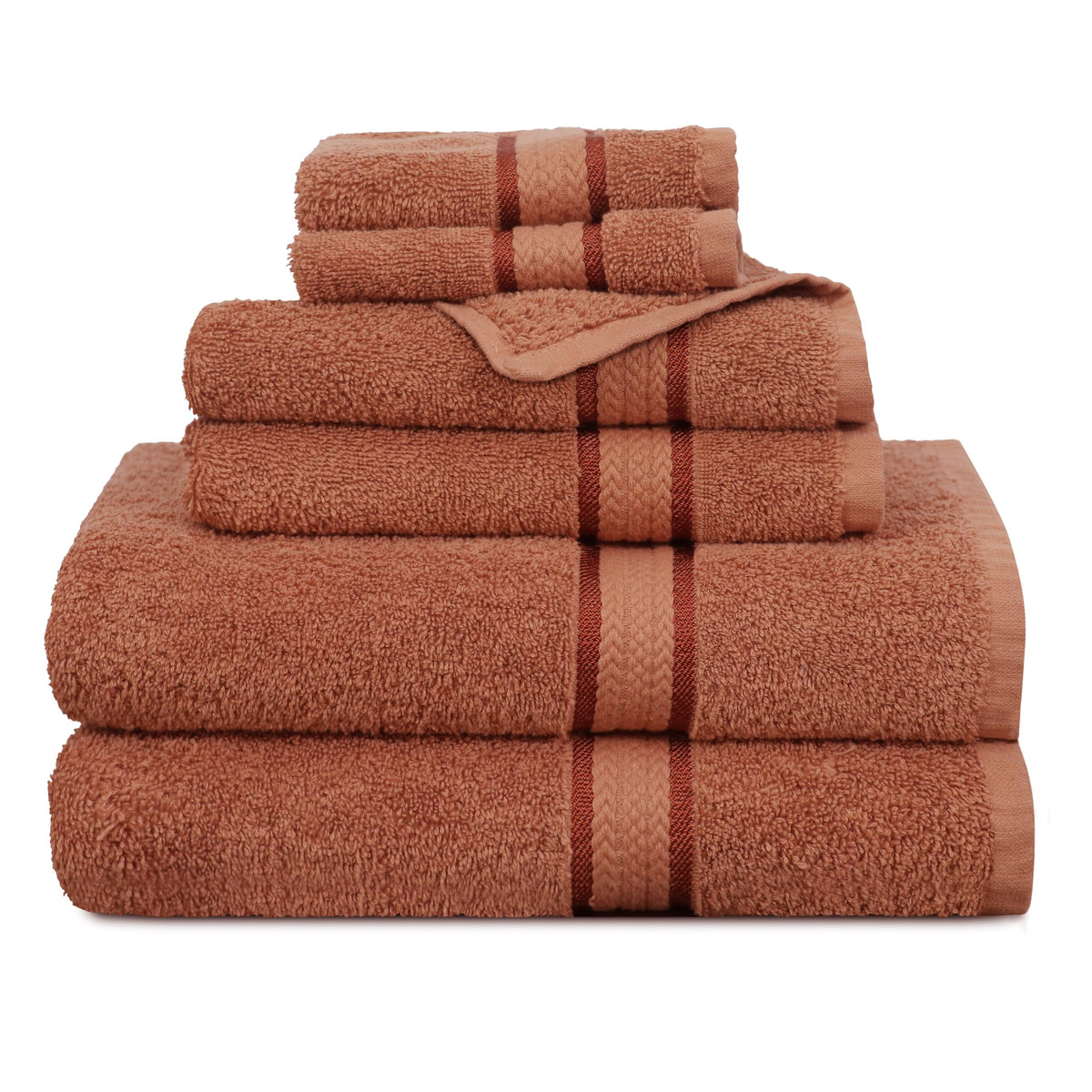 COTTON CRAFT Ultra Soft 6 Piece Towel Set - 100% Cotton Towels - Burgundy