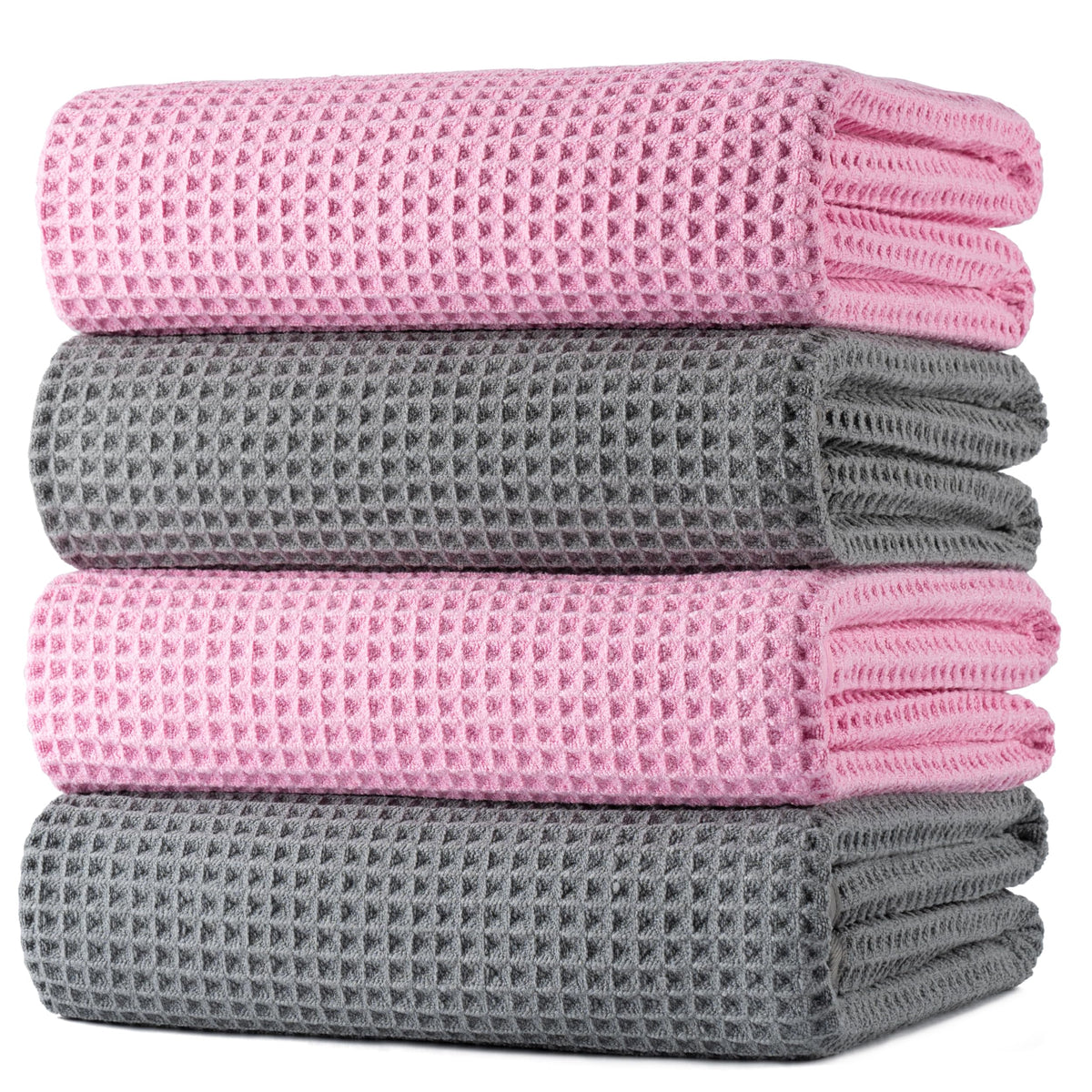 POLYTE 430 GSM Poly Blend Microfiber Quick Dry Waffle Bath Towel, 30x60 in