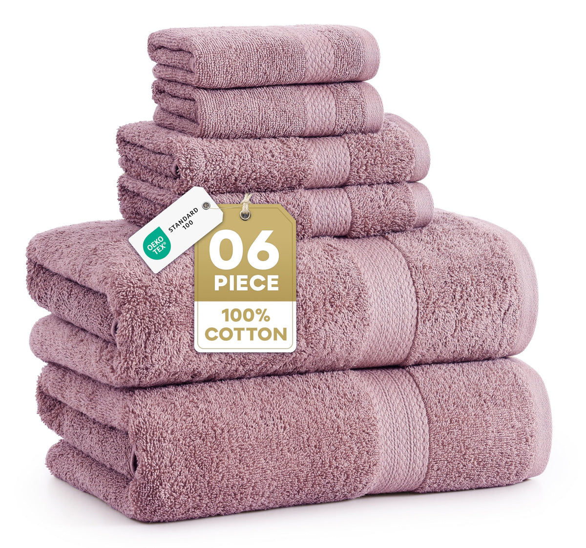LANE LINEN Bath Towel Set Absorbent Quick Dry 100% Cotton 6 Piece - Navy