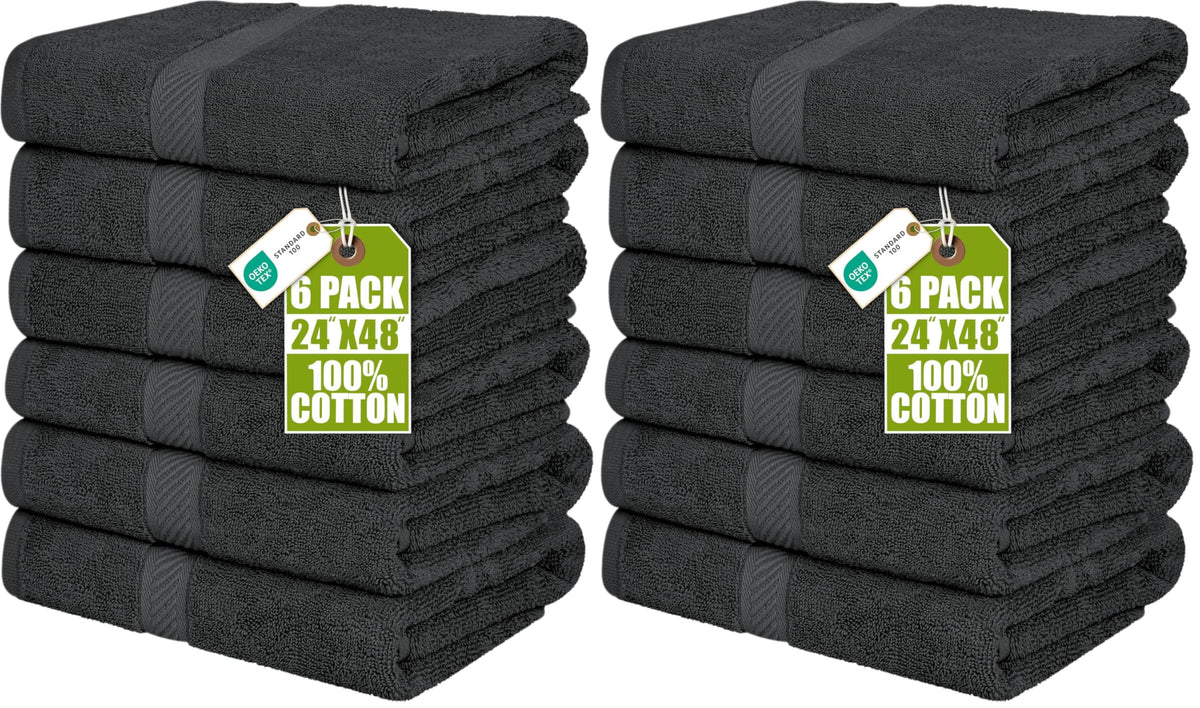 Utopia Towels 6 Pack Medium Bath Towels, 24x48 in, 500 GSM Cotton, White