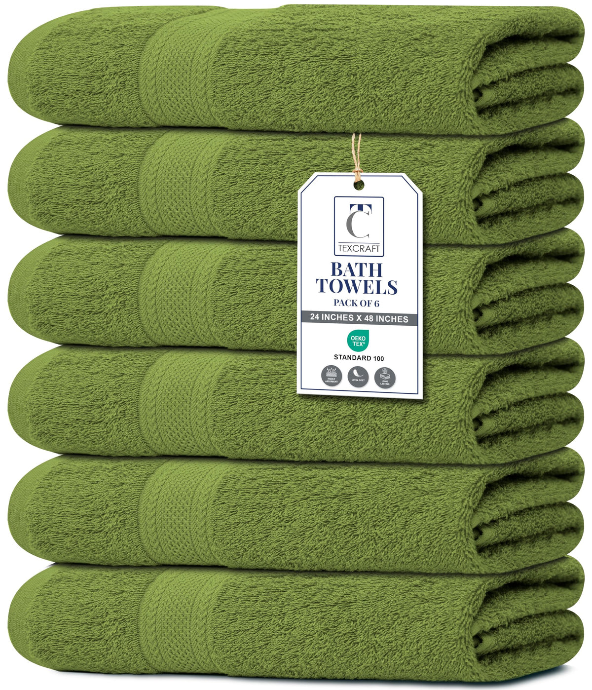 Medium Size Bath Towels Set of 6 – 100% Cotton Terry – 24" x 48" – Quick Dry, Soft & Highly Absorbent – Beige Towels for Bathroom, Gym, Spa, Pool & Daily Use