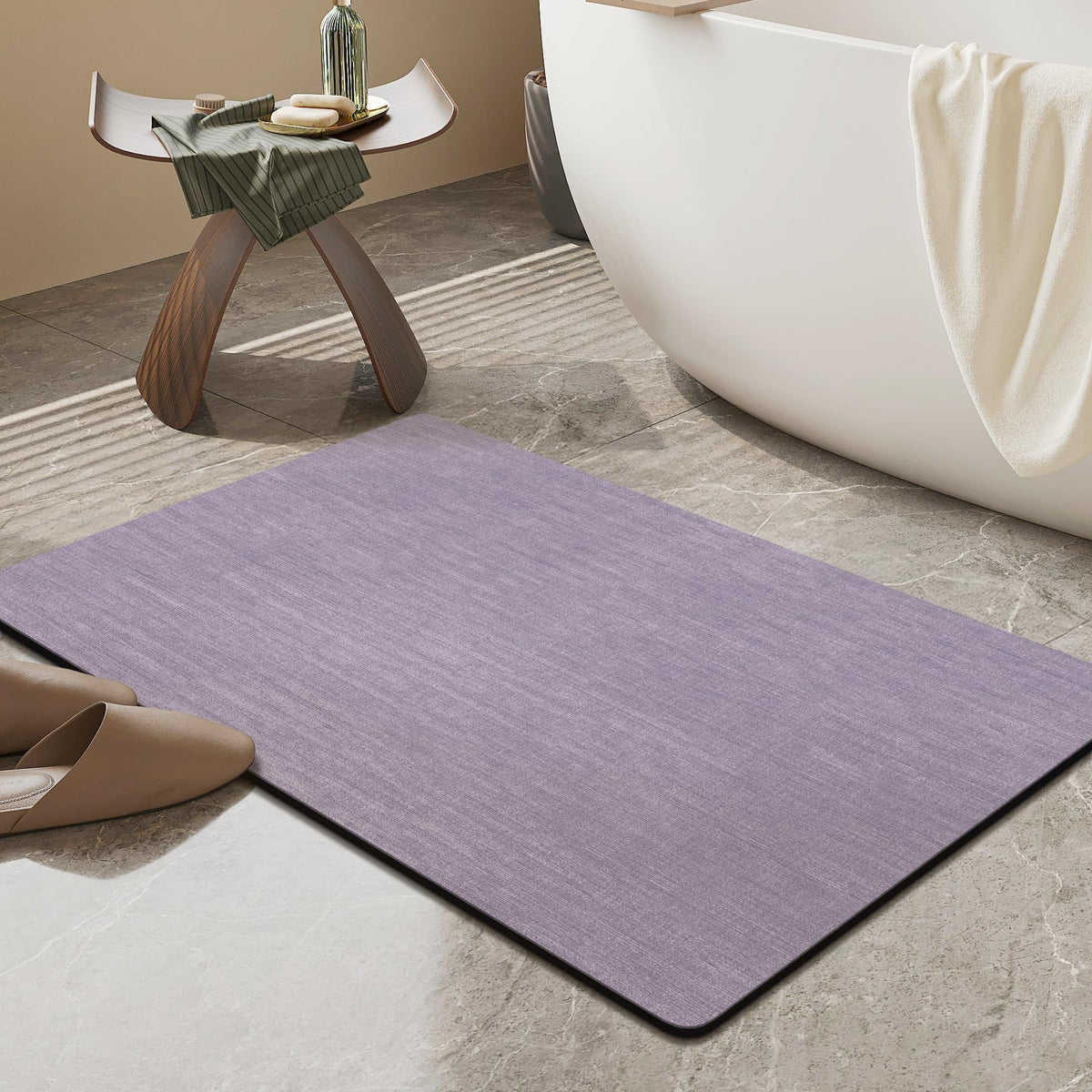 Mecko Bath Mat 16"x24",Ultra Thin Bathroom Rug fit Under Door Light Grey