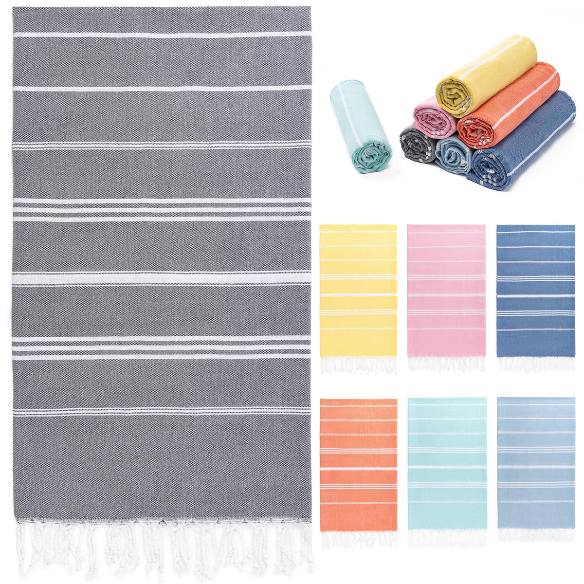 Turkish Beach Towel, 36"x71" Quick Dry Sand Free Oversized Towel, Aqua