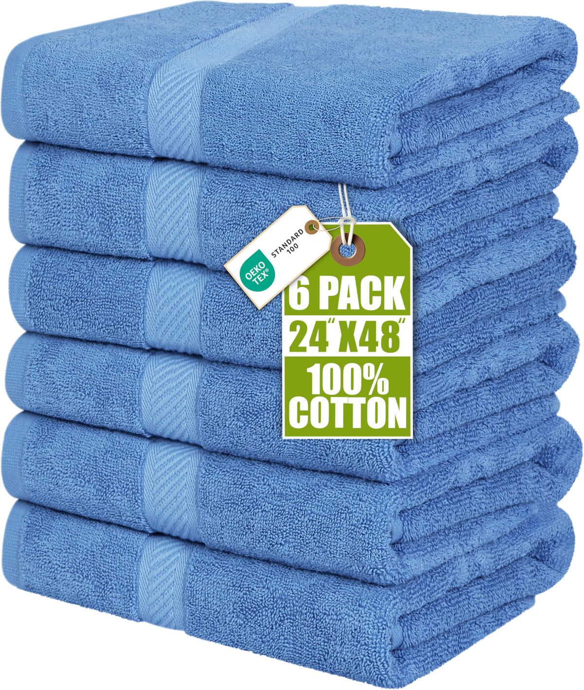 Utopia Towels 6 Pack Medium Bath Towels, 24x48 in, 500 GSM Cotton, White