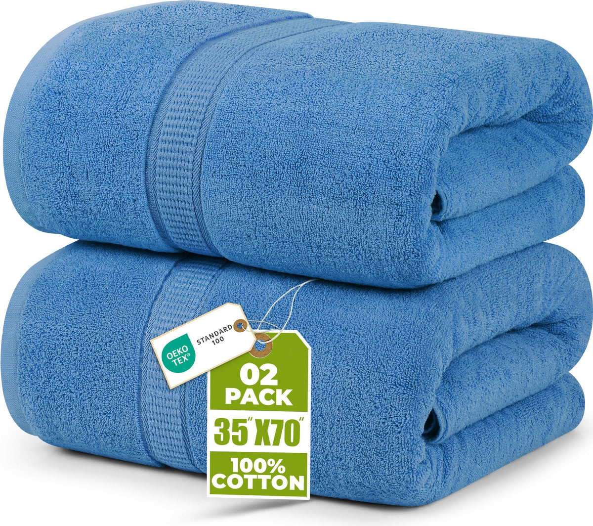 Utopia Towels Jumbo Bath Sheets, 2 Pack, 35x70 in, 600 GSM Cotton, White