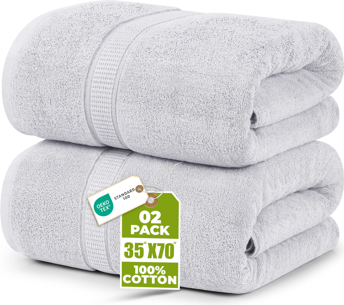 Utopia Towels Jumbo Bath Sheets, 2 Pack, 35x70 in, 600 GSM Cotton, White