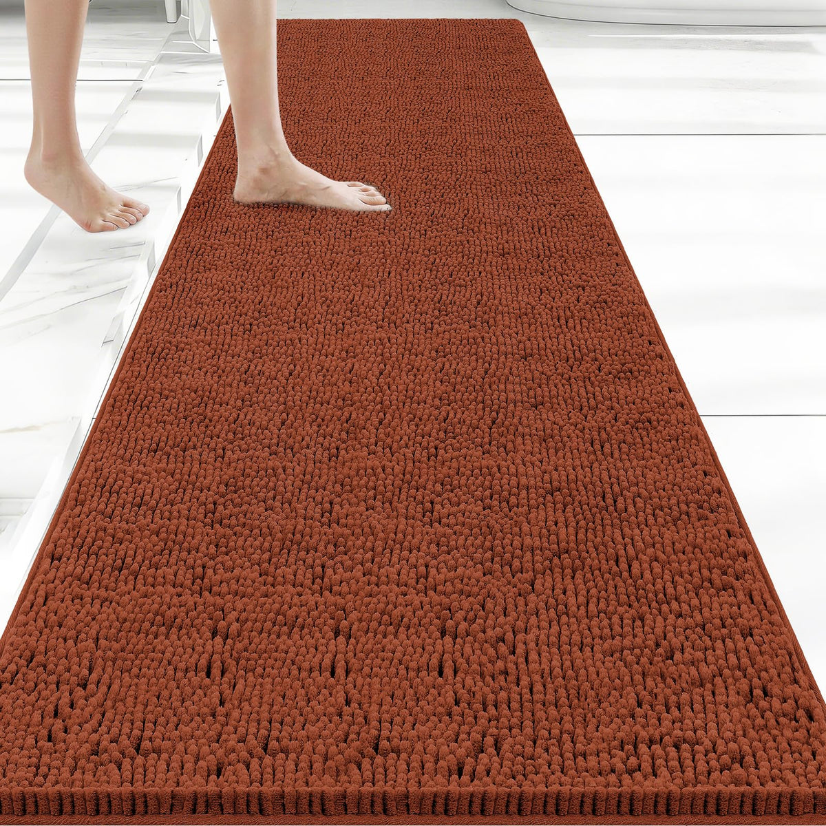 Bcoimo Small Bath Rug Mat,Sage Chenille High Absorbent Bathroom Floor Mats