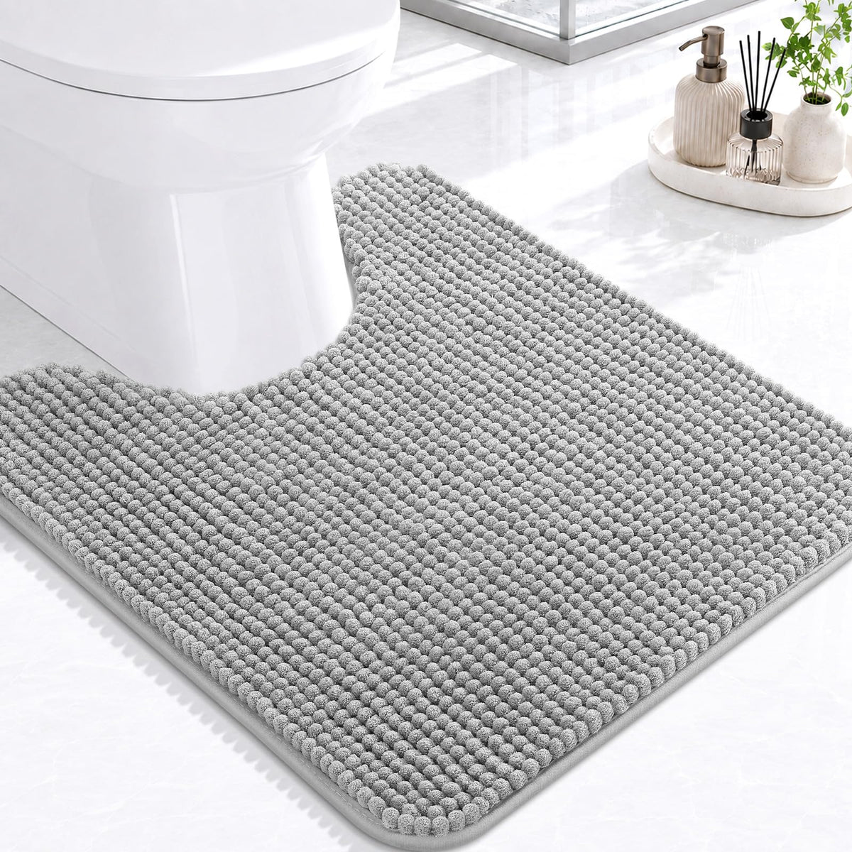 Arotive Chenille Bathroom Rugs 30x20, Soft Absorbent Bath Mat, Grey