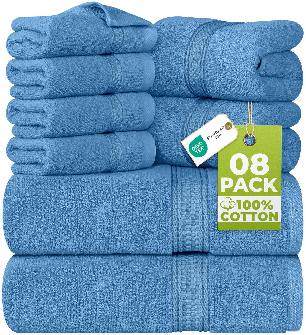 Utopia Towels 8 Piece Majestic Plush Luxury Towel Set, Cotton, Grey