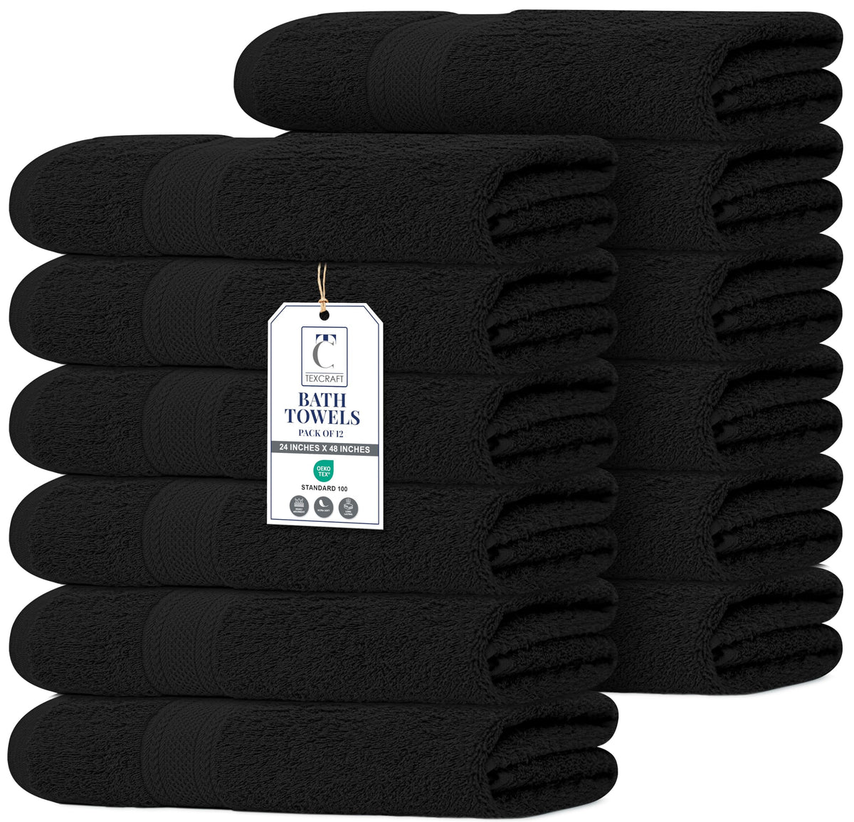 Medium Size Bath Towels Set of 6 – 100% Cotton Terry – 24" x 48" – Quick Dry, Soft & Highly Absorbent – Beige Towels for Bathroom, Gym, Spa, Pool & Daily Use