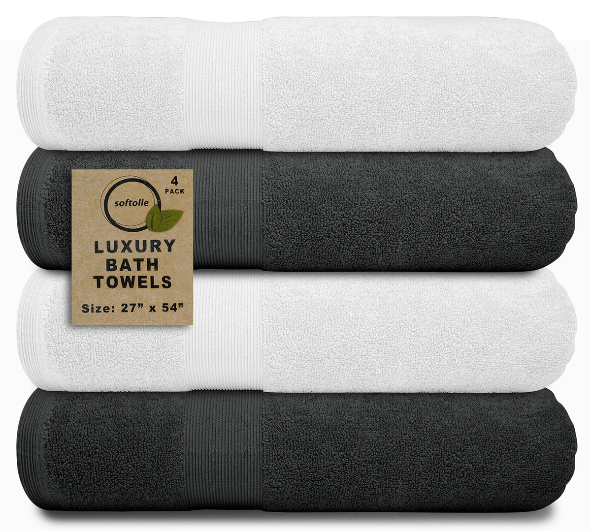 Luxury Bath Towels Set of 4 (27” x 54”) | Towels for Bathroom | Super Soft | Highly Absorbent Towels for Home, Spa, Gym (Cream)