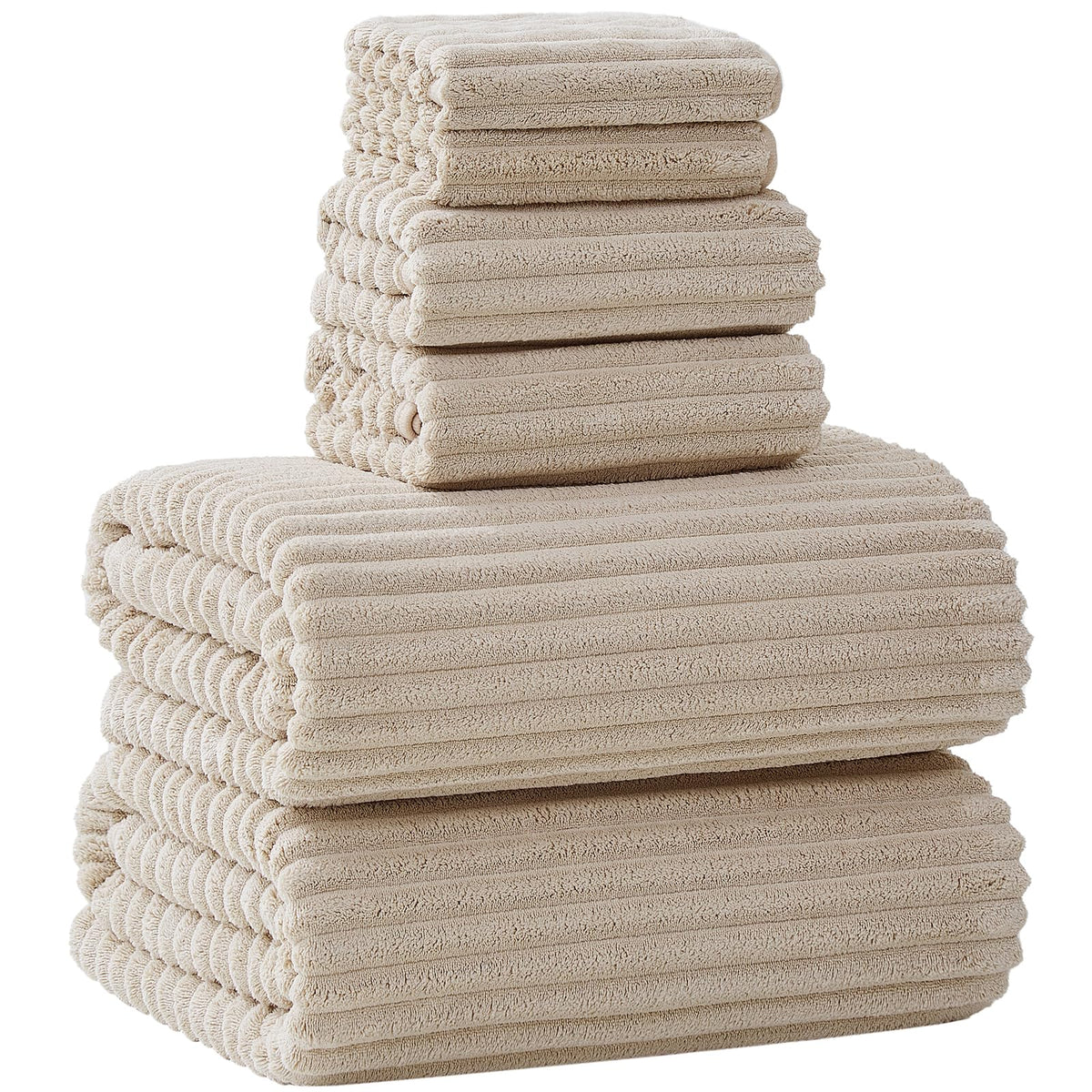 6 PC Bath Towel Set, 40"x80" Oversized Bath Sheets, Navy Blue