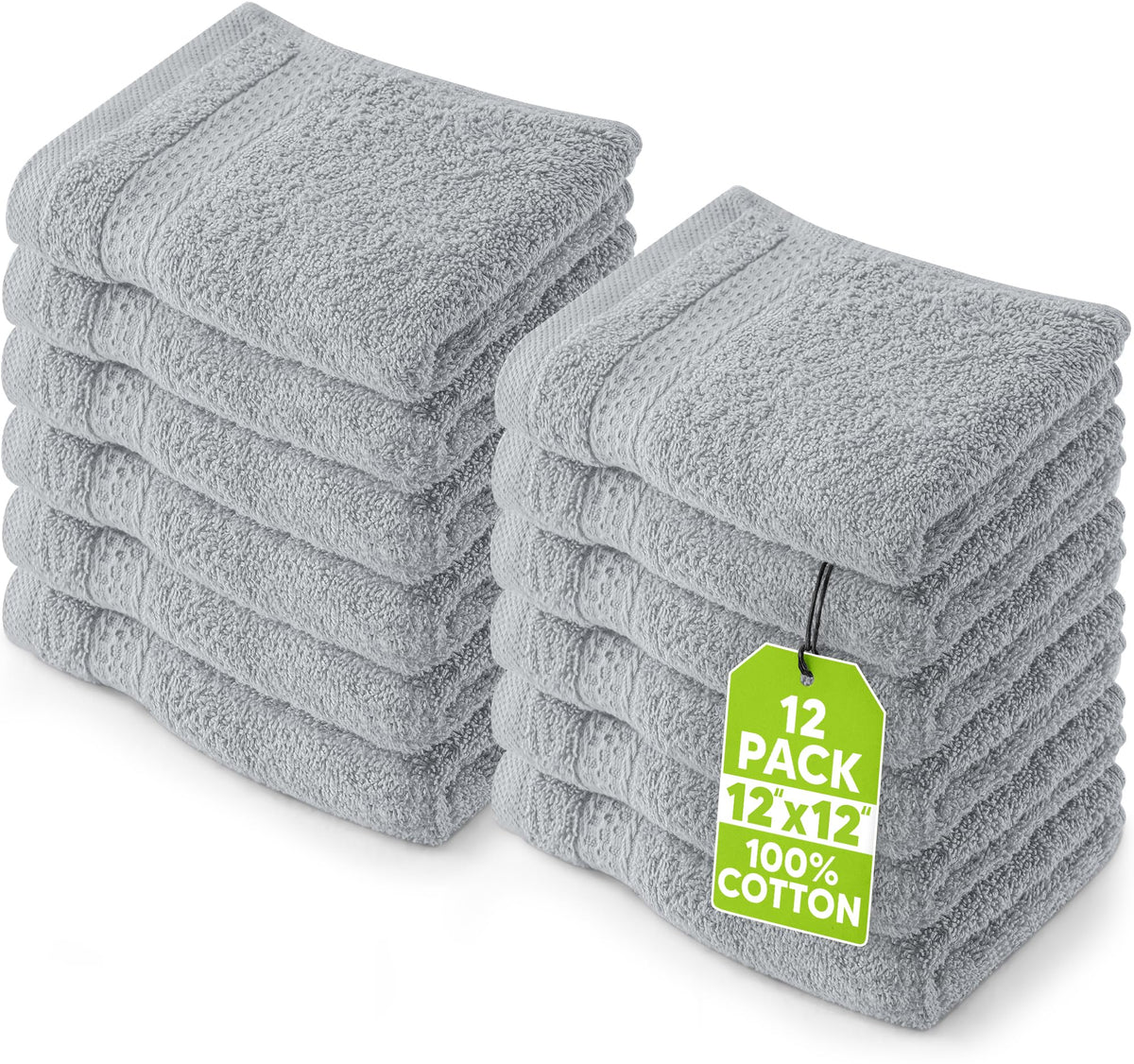 Utopia Towels 12 Pack Premium Wash Cloths, 12x12 in, 100% Cotton, White