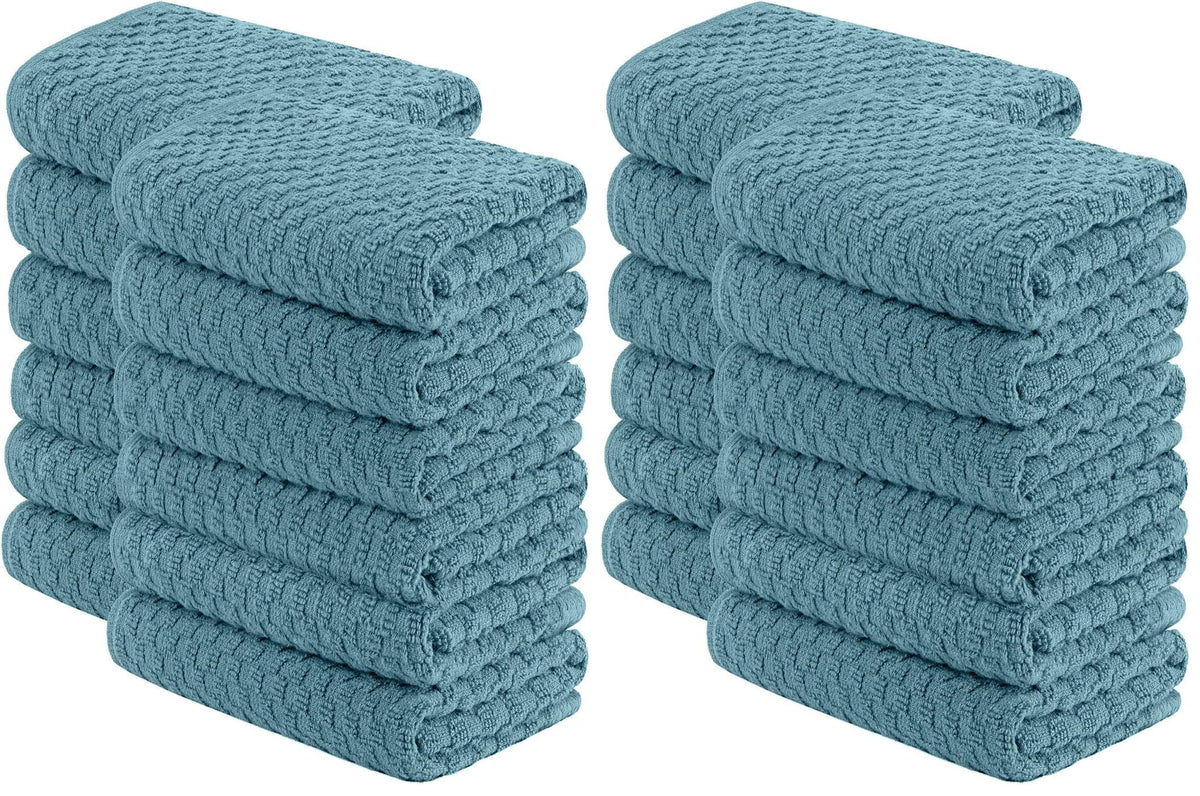 Wealuxe Super Absorbent Kitchen Towels 12 Pack - Premium 100% Cotton Kitchen Towels, 450GSM Thick Machine Washable White Dish Towels for Kitchen Drying, Cleaning, Dobby Weave, Unmatched Quality