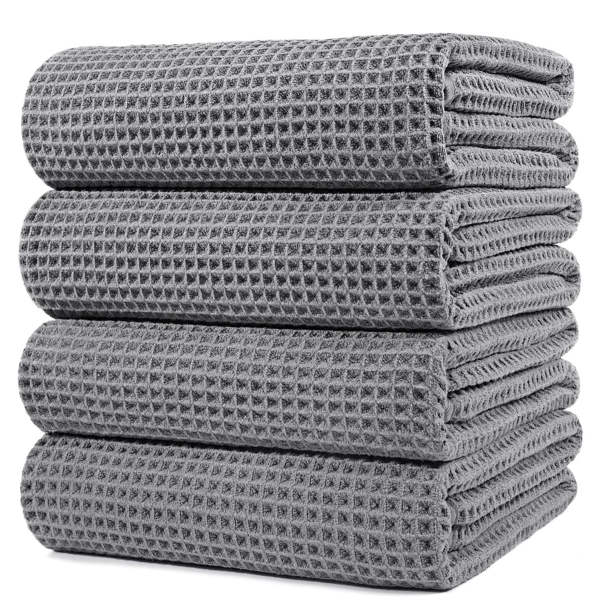 POLYTE 430 GSM Poly Blend Microfiber Quick Dry Waffle Bath Towel, 30x60 in