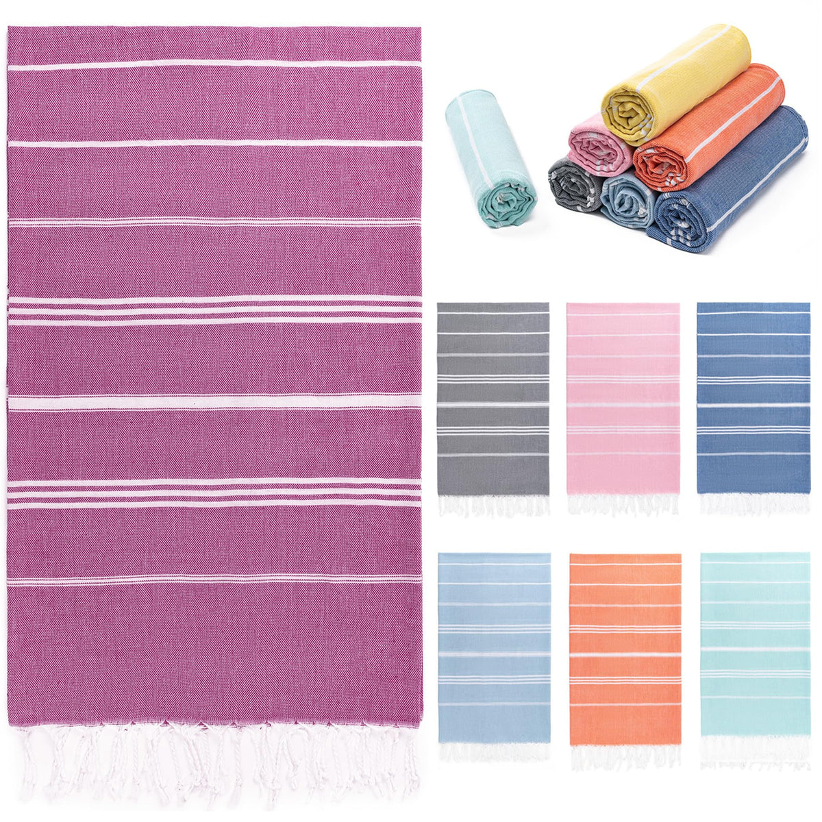 Turkish Beach Towel, 36"x71" Quick Dry Sand Free Oversized Towel, Aqua